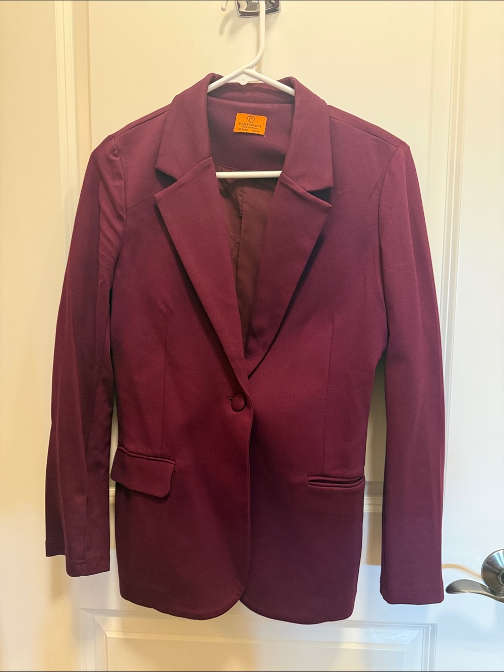 Women's Burgundy Single-Button Blazer